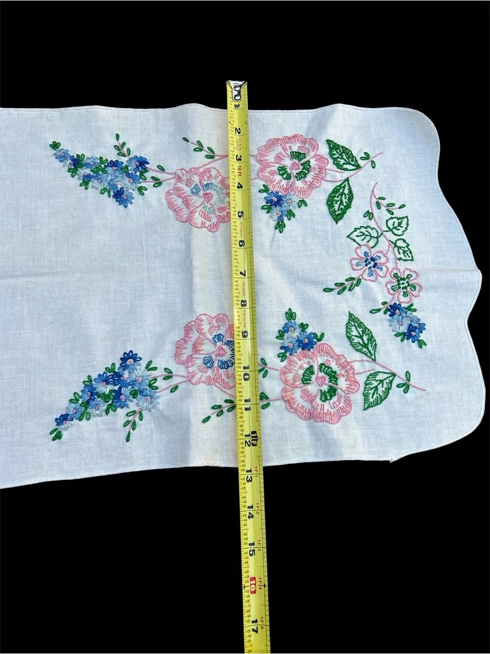 Vintage Set Hand-embroidered Runner & 2 Doilies